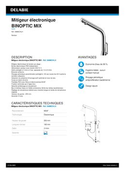 Robinet électroniques sur plage pour lavabos | Gamme BINOPTIC hauts