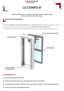 Bloc baie en béton armé monobloc avec menuiserie et fermeture | COMPO B’