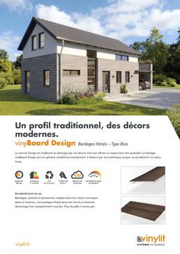 Bardage PVC veiné bois lame droite à recouvrement - vinyBoard