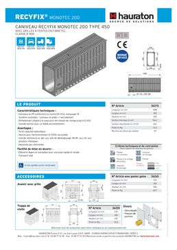 Caniveaux monoblocs en PP à grilles design et charge jusqu'à 400 kN | RECYFIX MONOTEC