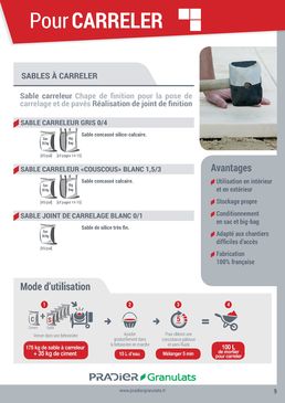 Sables pour joints de carrelage et chapes | Sable carreleur gris/ blanc