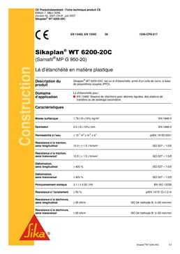 Membrane d'étanchéité pour zones de stockage chimique | Sikaplan WT 6200-20C