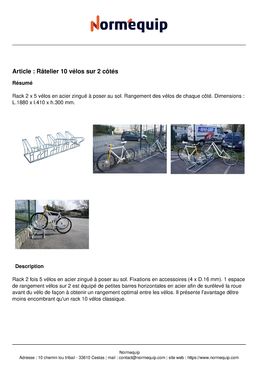 Râtelier 10 vélos sur 2 côtés