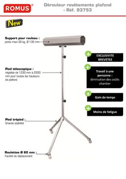 Dérouleur de revêtement de plafond sur support télescopique pour rouleau 