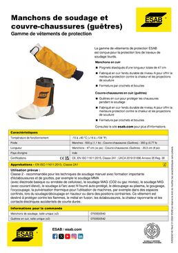 Manchette pour soudeurs | ESAB FRANCE SAS