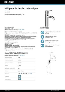 Mitigeur de lavabo mécanique | Réf. 2721T