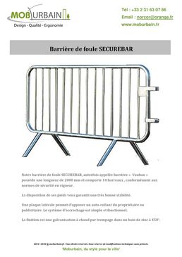 Barrière de foule et de police type Vauban modèle SECUREBAR | BARRPOLICE