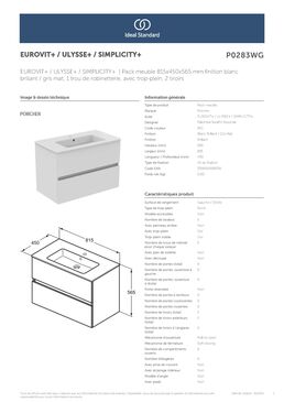 Meuble suspendu avec lavabo - 80 cm 2 tiroirs | Ulysse+ P0283