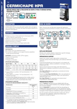 Mortier spécial pour la réalisation de chapes à prise et séchage rapides | CERMICHAPE HPR 