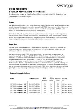 Revêtement en verre tissé haute résistance assainissant | SYSTEXX Active Absorb