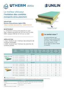 Brochure Utherm Attic - plaques isolantes pour greniers