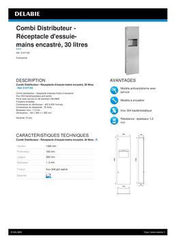 Combi Distributeur - Réceptacle d'essuie-mains encastré, 30 litres | Réf. 510715S 