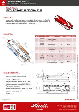 Récupérateur de chaleur horizontal sur eaux usées de la douche | Récupérateur de chaleur sanitaire