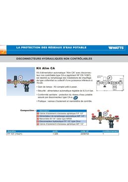 Kit de remplissage avec disconnecteur non contrôlable type CA-a | KIT ALIM  