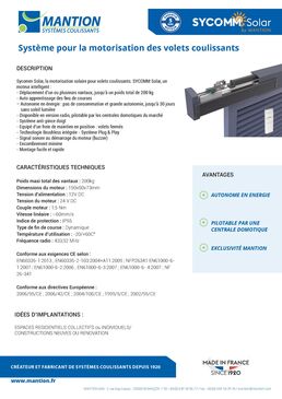 Motorisation solaire pour volets coulissants WIN-SLIDE 2 | SYCOMM-SOLAR