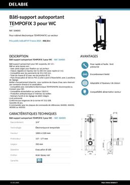 Bâti-support autoportant TEMPOFIX 3 pour WC suspendu TEMPOMATIC 2306V Ø100 autoportant | Réf. 564005