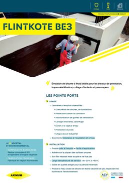 Emulsion de bitume à froid pour travaux de protection, imperméabilisation, collage d’isolants et pare-vapeur | FLINTKOTE BE3