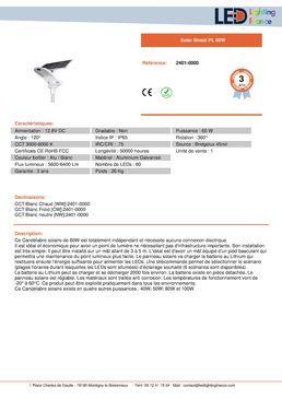 Candélabre ou lampadaire solaire 60W – sans connexion électrique | Tout en un