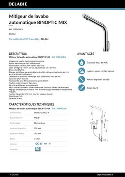 Mitigeur de lavabo automatique | BINOPTIC MIX 