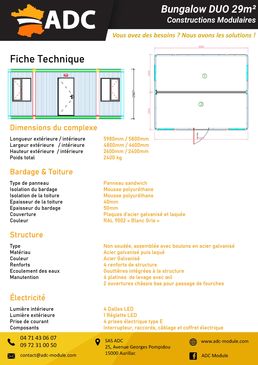 Bungalow Bureau Modulaire 30m²