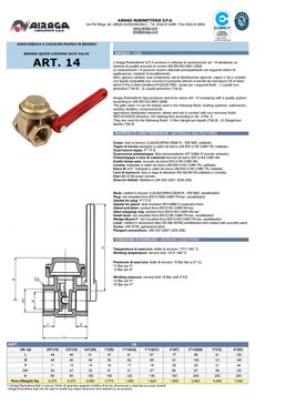 Vanne en bronze pour fermeture rapide en monobloc FF | Airaga 