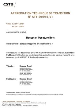 RESOPLAN / Bardage Panneaux en bois composite stratifiés compacts HPL - SCB