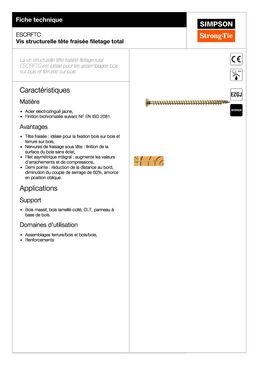 Vis structurelle tête fraisée filetage total | ESCRFTC