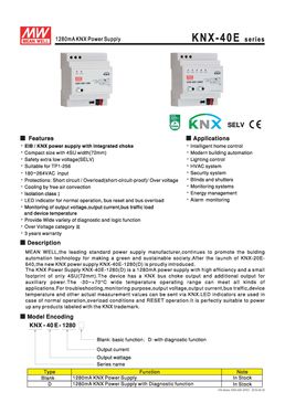 Alimentation sur rail DIN EIB avec starter intégré et fonction de diagnostic | MEAN WELL KNX-40E-1280D 