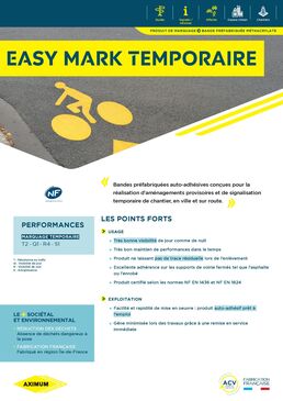 Bandes préfabriquées auto-adhésives pour signalisation de chantier, ville ou route | EASY MARK TEMPORAIRE 