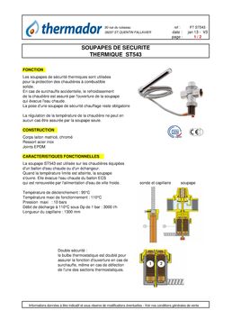 Soupape de sécurité thermique | CALEFFI THEST543