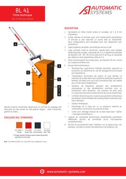 Barrière levante motorisée 8 à 12 m | BL 41