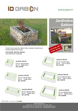 Entourage d'arbre / jardinière en gabion arrondie avec assise bois 