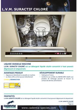 Liquide vaisselle machine | CADENTIA L.V.M. SURACTIF CHLORÉ