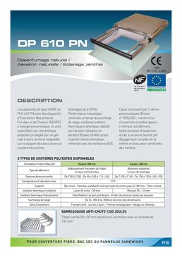 Exutoire de désenfumage pneumatique ou électrique pour toiture : DP 610 sur embase