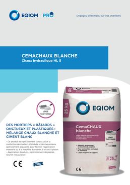 Chaux hydraulique HL5 pour la confection de mortiers d’enduits et de maçonnerie | CemaCHAUX Blanche