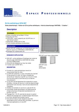 Grille clipsable et réversible pour volets de désenfumage | GFA 007