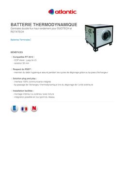 Batterie thermodynamique pour centrale double flux | DUOTECH/ ROTATECH Batterie thermodynamique