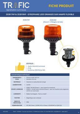 Gyrophare à leds oranges sur hampe | 252819HF