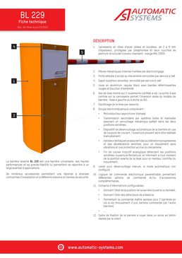 Barrières levantes motorisées de 2 à 6 m de longueur | BL 229