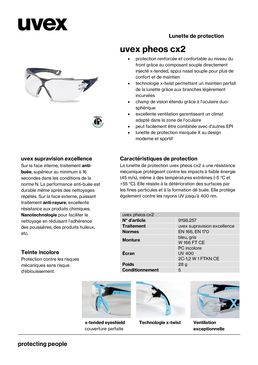 Lunettes de protection à branches | Uvex pheos cx2