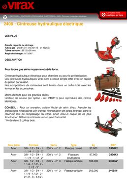 Cintreuse hydraulique électrique 3 et 4´´ Flasque coulissants | VIR240852