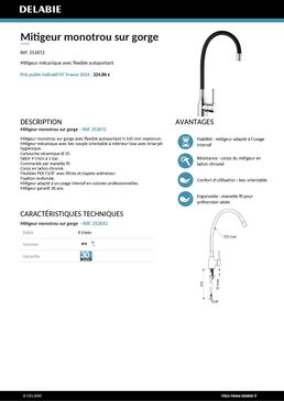 Mitigeur de Grande Cuisine av flexible auto-portant H.535 max | Réf. 2526T2