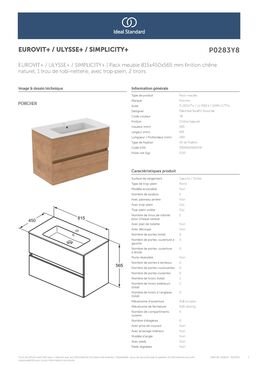 Meuble suspendu avec lavabo - 80 cm 2 tiroirs | Ulysse+ P0283