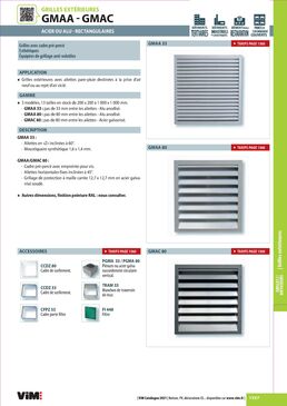 Grille extérieure Aluminium anodisé pour entrée ou rejet d´air - ailettes fixes pas de 33 mm | SITE008595