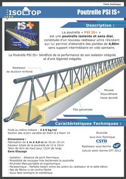 Poutrelle légère et isolante sans étai pour vide sanitaire | Poutrelle PSI IS+