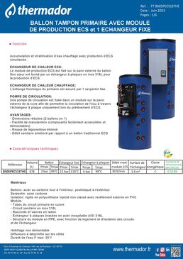 Ballon tampon primaire avec module de production ECS et un échangeur fixe