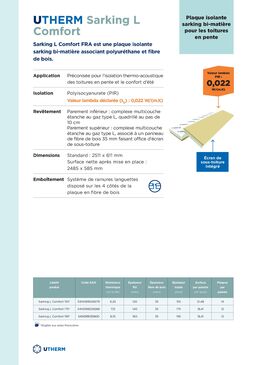 Plaque isolante sarking thermo-acoustique | Utherm Sarking L Comfort