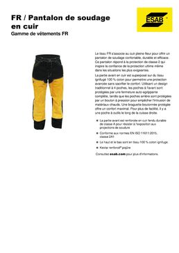 Pantalon de soudage en cuir FR | ESAB FRANCE