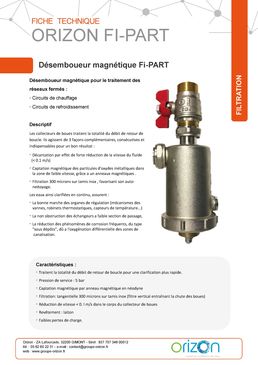 Désemboueur magnétique Orizon FI-PART pour le traitement des réseaux fermés | ORIZON