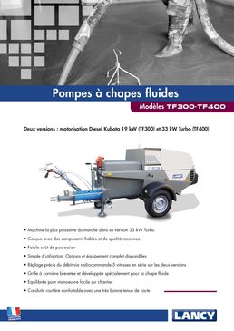 Pompe à chapes fluides avec motorisation Diesel Kubota Stage V | TF300